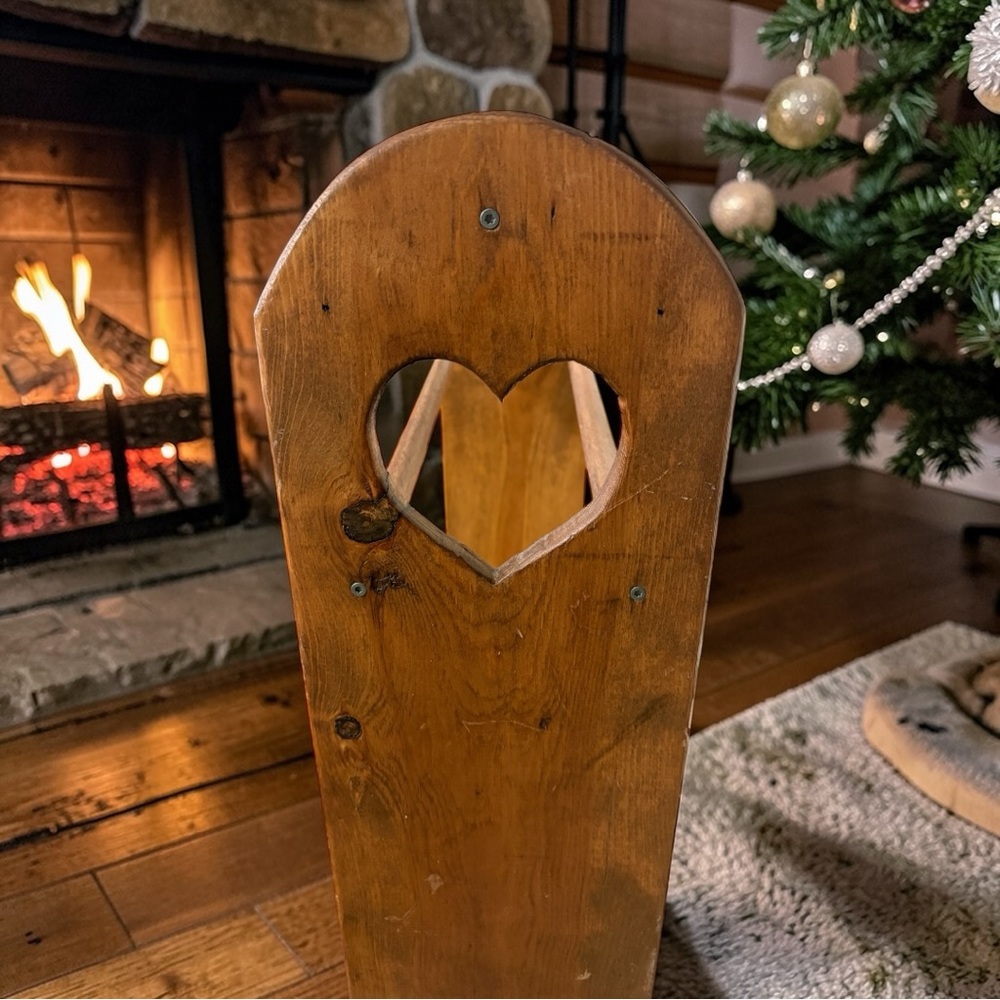 Large Vintage Wooden Quilt Rack Stand w/ Heart Cutouts Solid Pine Amish Made EUC - Picture 4 of 15
